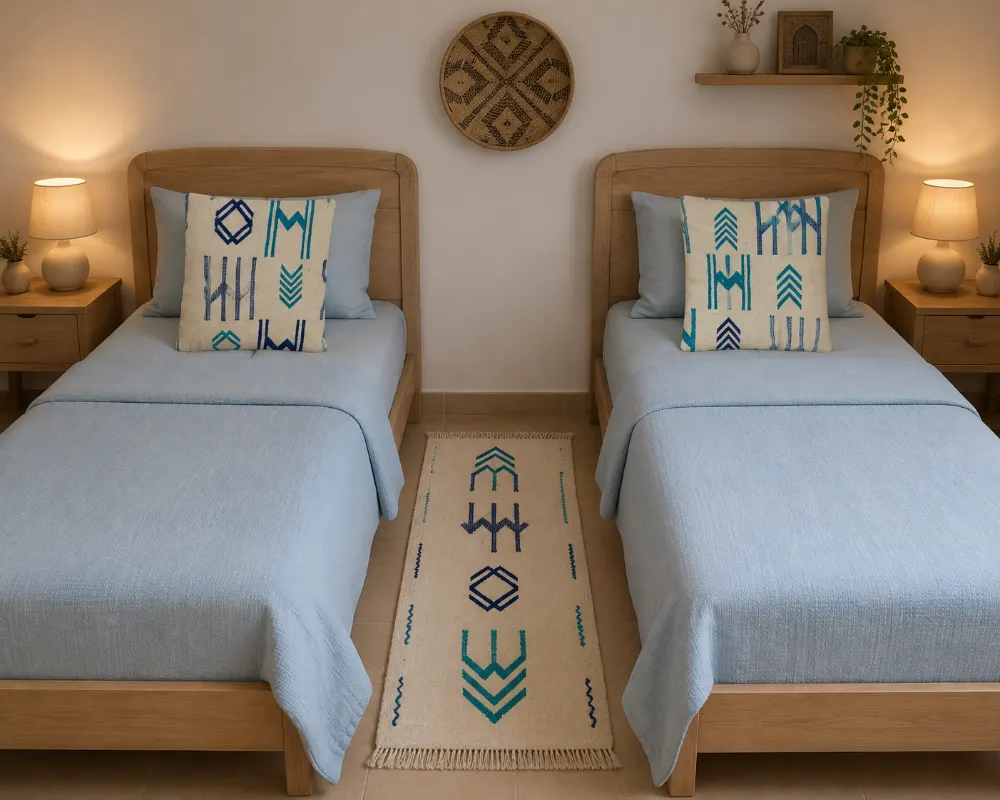 Coussins de Décoration en Laine Naturelle Bleue 46x46 cm