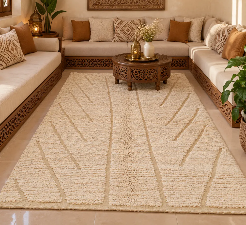 Tapis de luxe en laine naturelle fait main 1.5 x 2.5