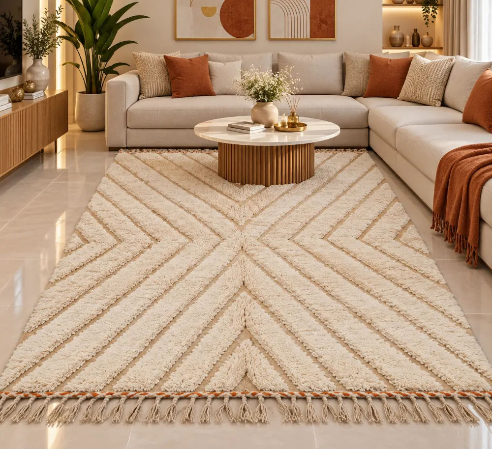 Tapis de luxe en laine naturelle fait main 1.5 x 2.5
